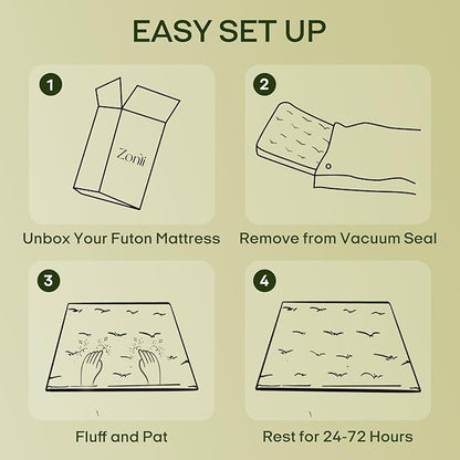 ZonLi Japanese Floor Futon Mattress Full Size 75"x 54", 100% Cotton Cover 2.5'' Thicken Tatami Mattress, Foldable Sleeping Pad, Portable Dormitory Tatami Mat, Roll Up Floor Lounger Bed for Adult