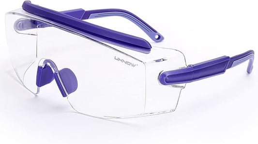 UKNOW Safety Goggles Over Glasses, Safety Glasses Anti Fog Wraparound Eye by UKNOW
