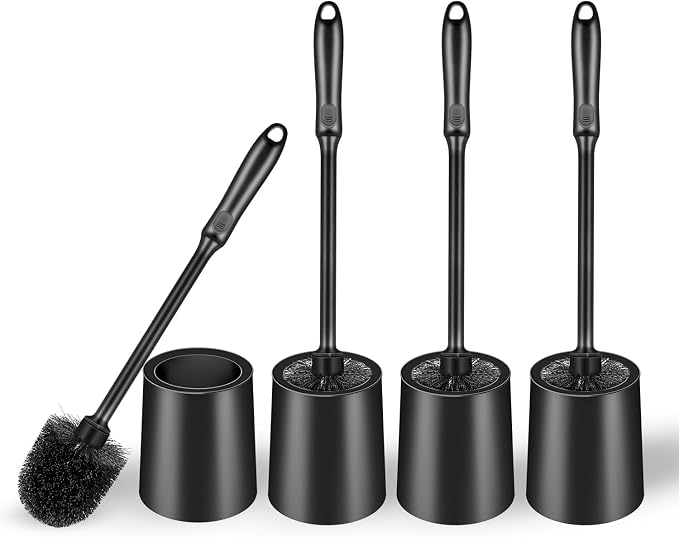 4 Pack Toilet Brush and Holder, Long Handle Toilet Bowl Brush, Deep Cleaning by AONEZ