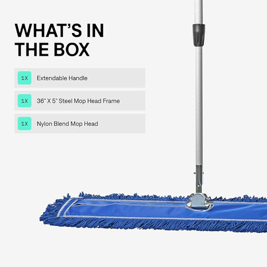 36 Inch Blue Commercial Dust Mop & Floor Sweeper - Image 2