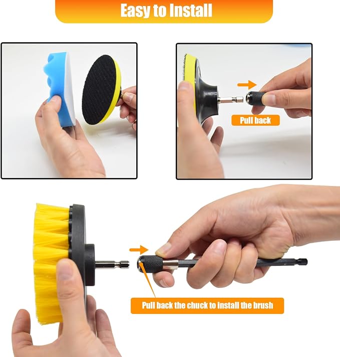 15Pcs Drill Brush Attachment Set, Drill Scrubber Brush Kit Include Soft Drill - Image 8