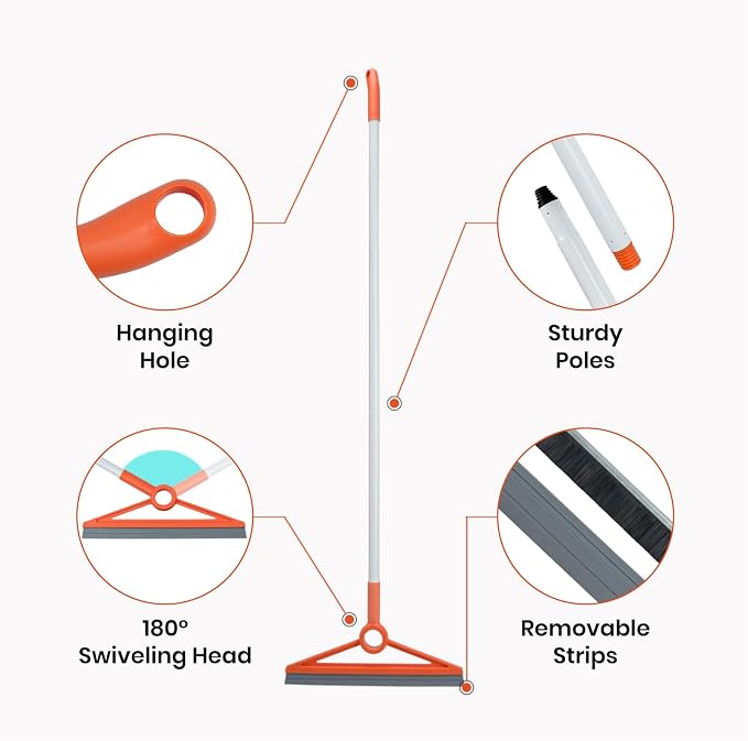MAVRIZ Air Broom with Removable Rubber Strip and Broom Bristle, Squeegee Broom - Image 4