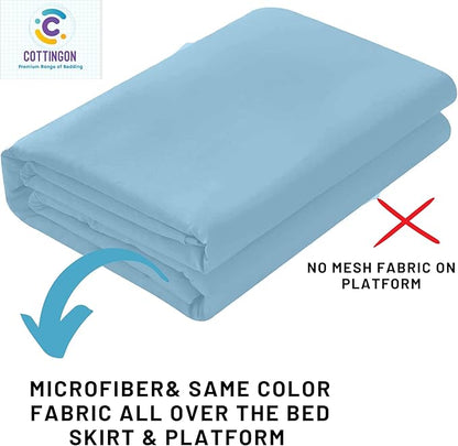 Cottingon Ruffled Bed Skirt with Split Corners-Dust Ruffle - 12" Drop 100% Microfiber Soft,Sheen & Luxurious Look - Bed Skirts (Light Blue -Full)