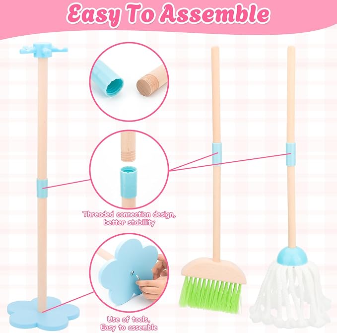 Kids Cleaning Set, Wooden Toddler Broom Set - Image 3