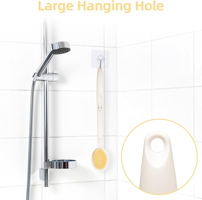 LFJ 19" Long Handle Shower Sponge Brush Set, 3 in 1 Body Brush, Bath Sponge and - Image 7