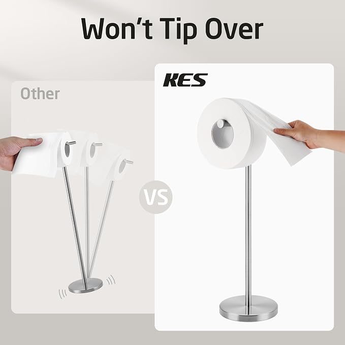 KES Toilet Paper Holder Stand 26" H, Free Standing Toilet Paper Roll Holder - Image 4