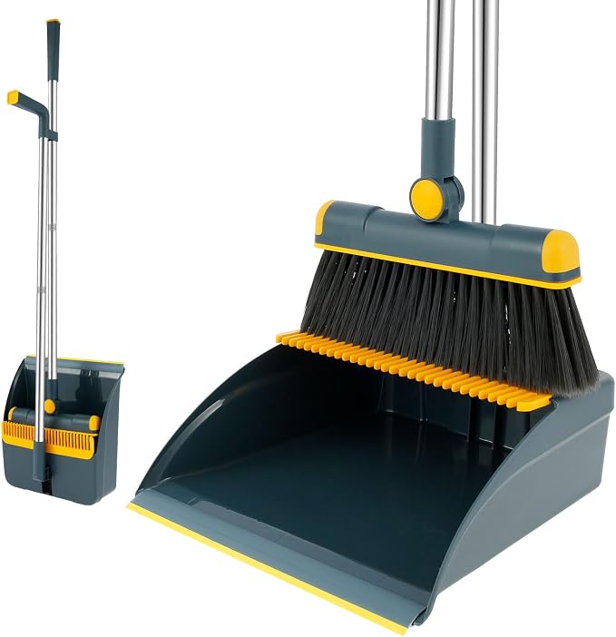 Broom and Dustpan Set for Home, 180° Rotating Broom Combo, Foldable Standing by Unknown