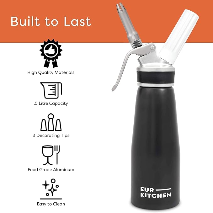 EurKitchen Professional Aluminum Whipped Cream Dispenser - Image 4