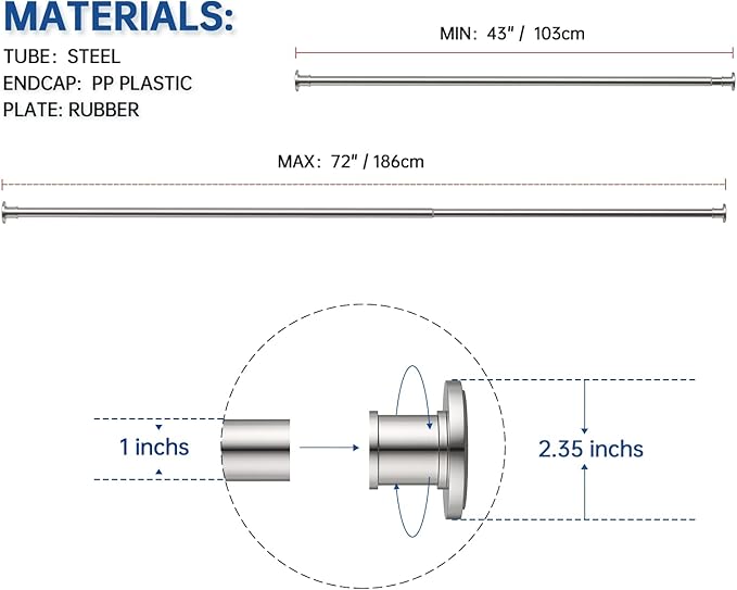 BRIOFOX Industrial Shower Curtain Rod - Image 7