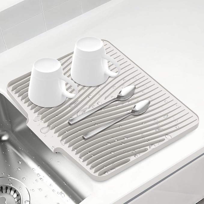 Silicone Dish Drying Mat for Kitchen Counter, Non-Slip Drain Pad, Dish Drying by COPLIB
