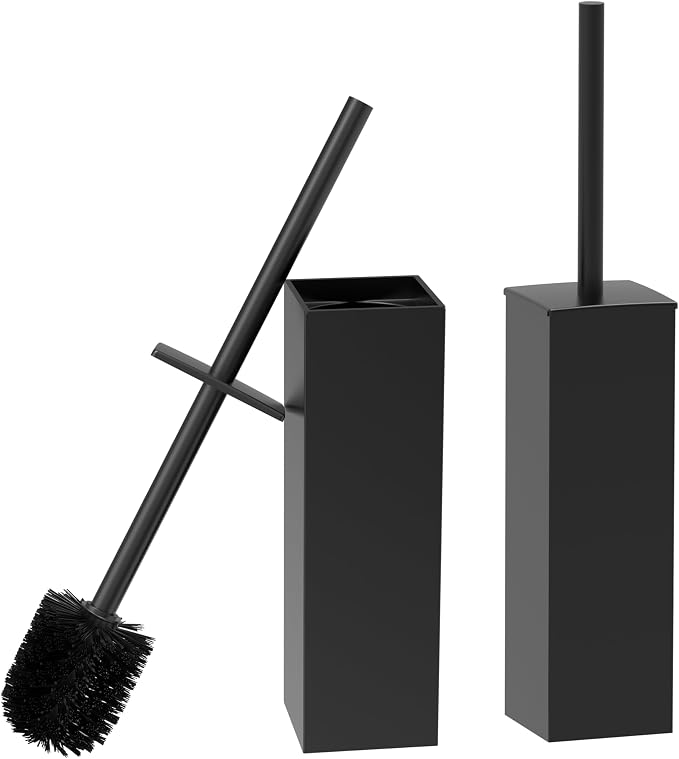 RUACQ Toilet Brush and Holder Set 2pcs, Square Toilet Bowl Brush by Ruacq