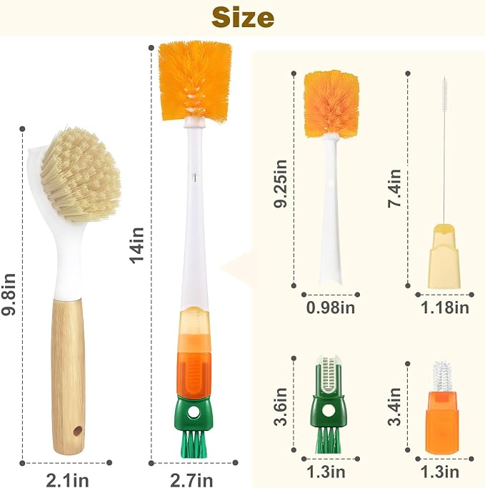XYFuuee 5 Pack Dish Bottle Brush Set - Image 7