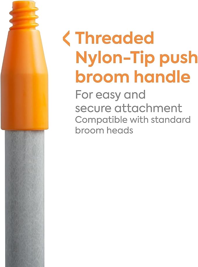 Professional 60" Fiberglass Push Broom Handle, Threaded Nylon Tip - Image 3