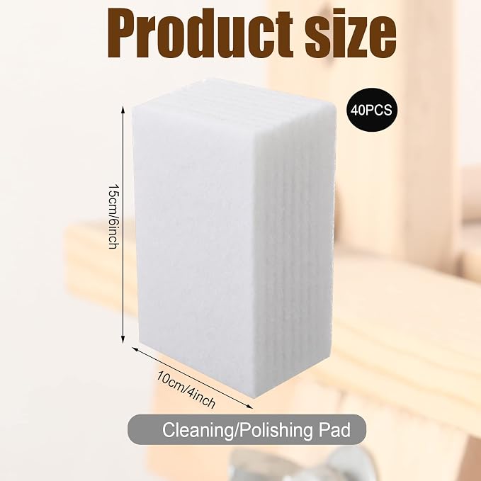 Hoolerry 40 Pcs White Scrub Pads Light Duty Scouring Non Woven Pad Non Scratch - Image 2