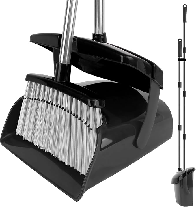 Broom and Dustpan Set, Windproof Standing Dust pan by UDUK