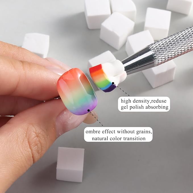 100Pcs Soft Nail Sponges for Ombre, Gradient Effect White Nail Art Sponges - Image 4