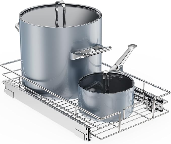 ROOMTEC Pull Out Cabinet Organizer, 1 Tier, Heavy Duty Slide Out Kitchen by ROOMTEC