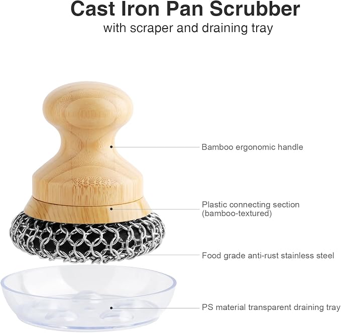 Cast Iron Scrubber and Scraper, Chain Mail Cleaner - Image 4