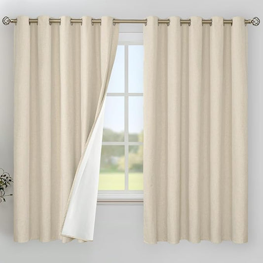 YoungsTex Extra Wide Linen 100% Blackout Curtains by YoungsTex