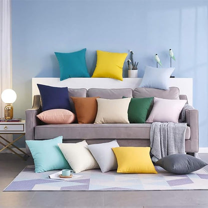 Thmyo 4-Pack 100% Cotton Comfortable Solid Decorative Throw Pillow Case Square Cushion Cover Pillowcase Sublimation Blank Pillow Covers Christmas DIY Throw Pillowcase(22x22inch/55x55cm,Midnight Blue)