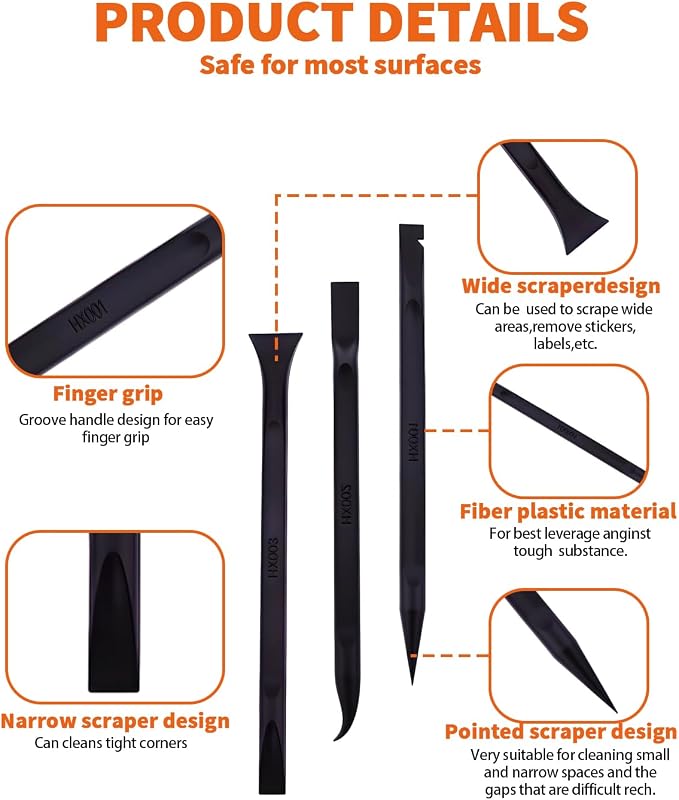15 PCS Carbon Fiber Plastic Scrapers Tool, Non-Scratch Scraper Tool - Image 3