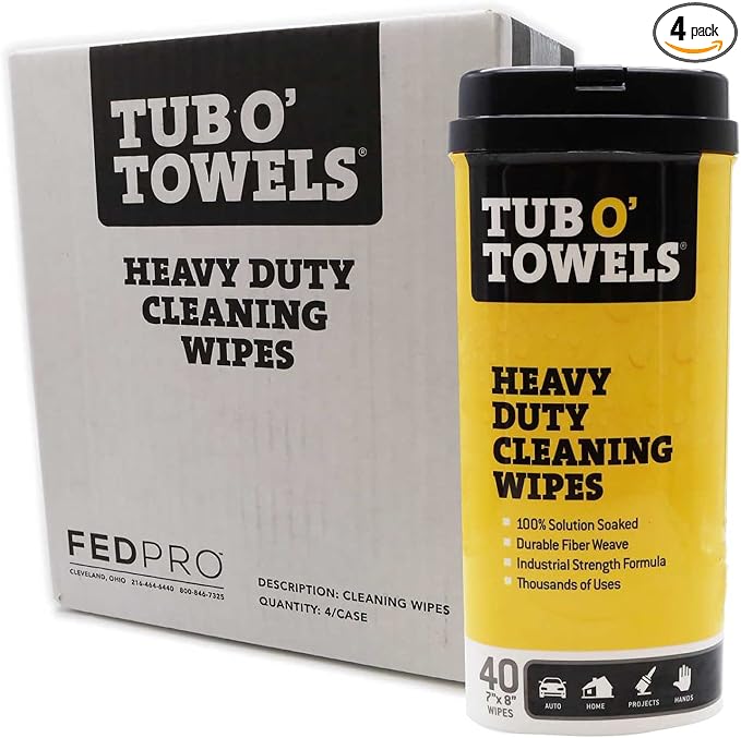 Tub O' Towels Heavy-Duty Multi-Surface Cleaning Wipes, Removes Grease, Tough by TubOTowels