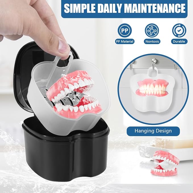 2 Pack Denture Bath Case Cup Box Holder Storage Container - Image 4