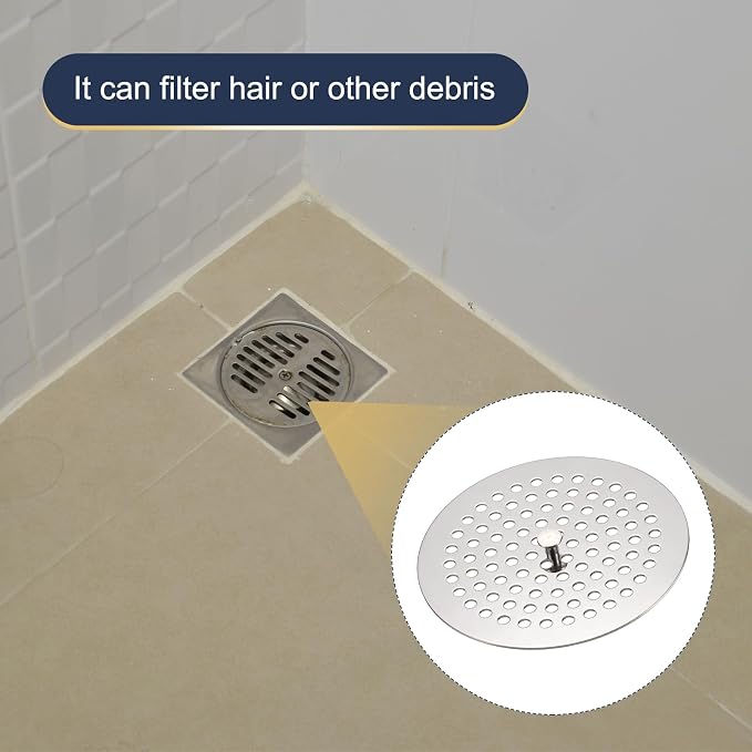 uxcell Shower Drain Hair Catcher, 3.9 inch Stainless Steel Round Floor Drain - Image 4