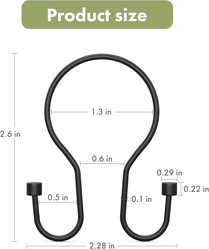 AmazerBath Shower Curtain Hooks Black Shower Curtain Rings - Image 4