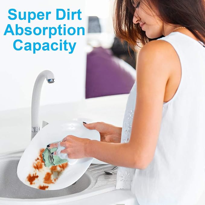 12PCS Kitchen Towels Dish Towels, Double-Sided Microfiber Cleaning Rags - Image 5