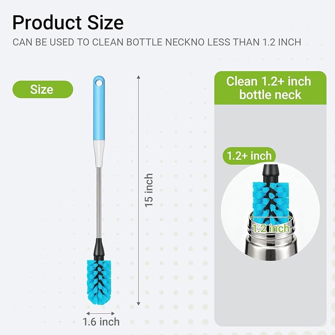 Water Bottle Brush, 15 Inches Bottles Brush, Long Handle Water Bottle Cleaner - Image 2