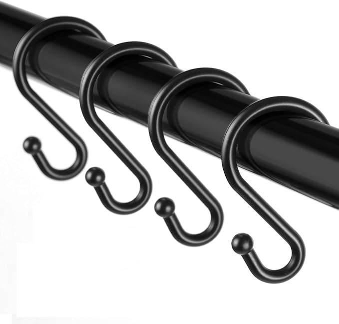 Metal Shower Curtain Hooks，Set of 12 Rings，Rust Resistant S Shaped Hooks Hangers by UNCONSIL