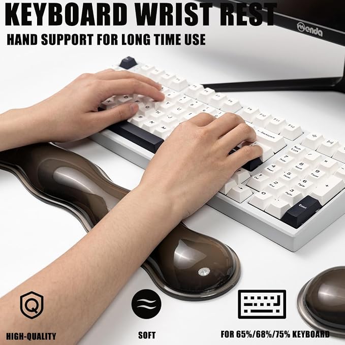 Ergonomic Silicone Gel Keyboard and Mouse Wrist Rest Set – Clear Wrist Rest - Image 5