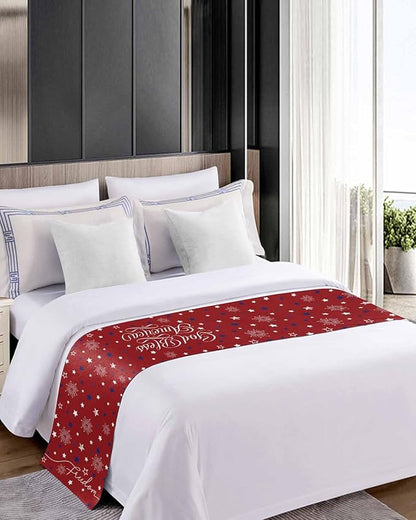 Independence Day Blue White Star Bed Runners for Bedroom Hotel,Decorative Bedding Scarf Freedom Celebration on Red Bed End Blanket Bedding Runner Scarves for Twin Size Bed,71x20in