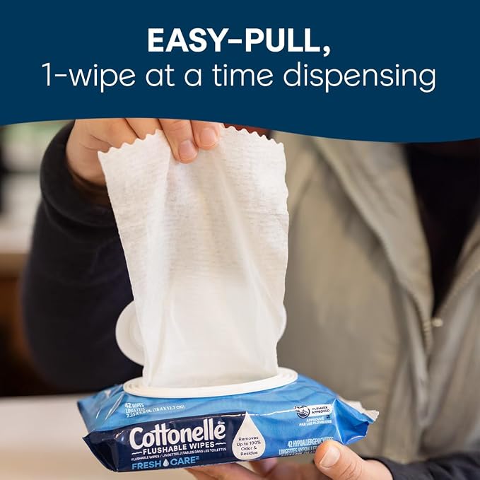 Cottonelle XL Flushable Wet Wipes, Adult Wipes Large, 8 Flip-Top Packs - Image 6