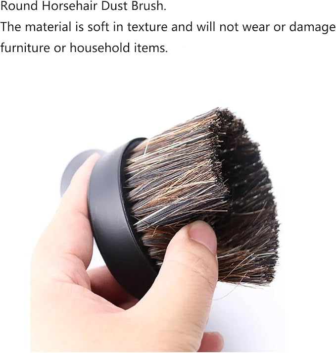 2PCS Black Round Vacuum Brush 1.25" Horse Hair Dust Brush 1 1/4" Vacuum Cleaner - Image 6