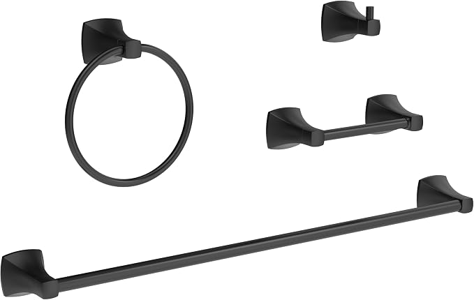 4 Pieces Bathroom Hardware Accessories Set Towel Bar Towel Holder Robe Hook by WZRUA
