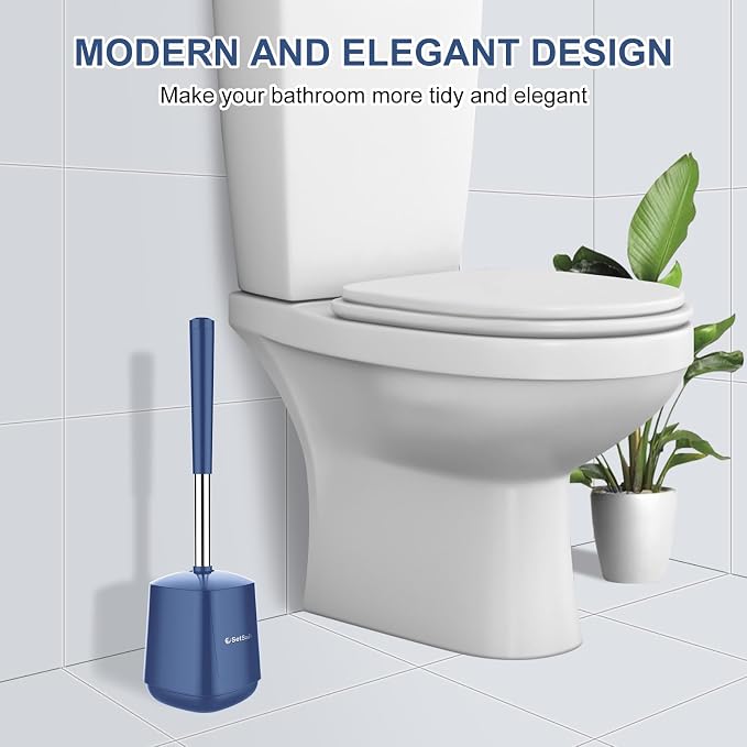 SetSail Toilet Brush and Holder, Self Closing Lid Toilet Bowl Brushes Holder - Image 7