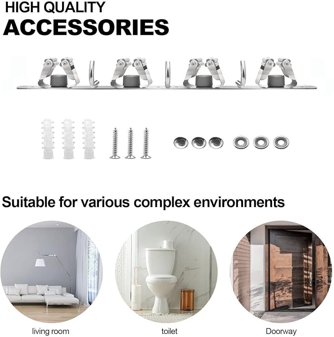 Mop and Broom Holder, 3 Positions 4 Hooks Heavy Duty Hanger Wall Mounted - Image 2