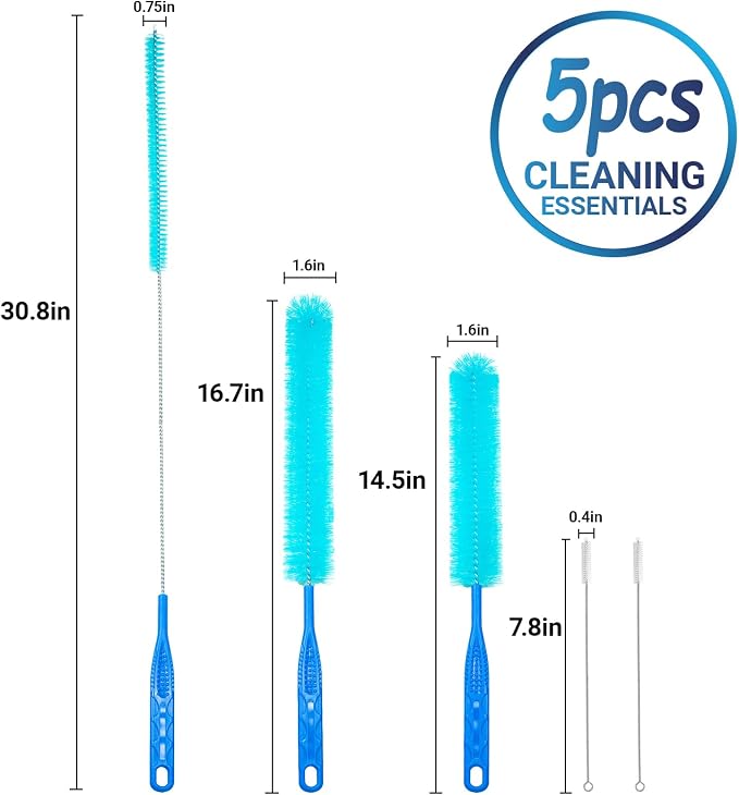 5 Pack Cleaning Brush Set, Bendable Sewer Drain Brush, Long Handle Pipe Cleaner - Image 2