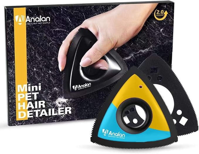 Analan Mini Pet Hair Remover for Car Detailing Supplies, Triangle Dog Hair by ANALAN