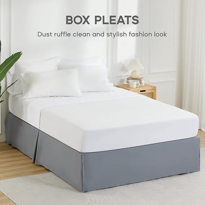 SONIVE Queen Bed Skirt,15" Drop Pleated Dust Ruffle,Classic Tailored Easy Fit Brushed Microfiber Skirts Hotel Quality Shrinkage & Fade Resistant Grey