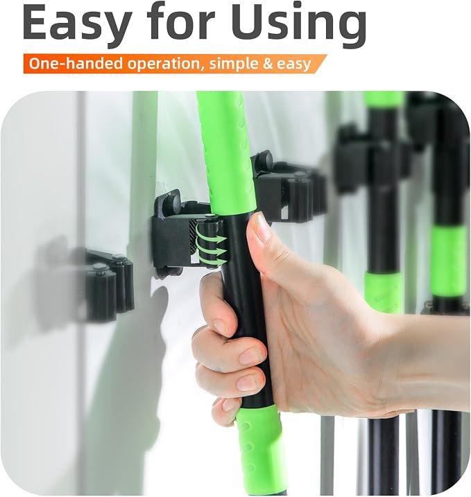 12 PCS Broom Holder Wall Mount, Upgraded Heavy Duty Mop and Broom Holder Wall - Image 7