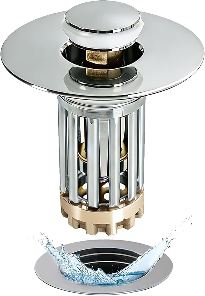 Bathroom Sink Drain Strainer, 3 in 1 Pop Up Bathroom Sink Stopper by Anlige