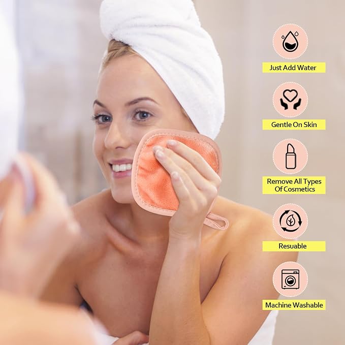 HOMEXCEL Makeup Remover Cloth 12 Pack, Reusable Makeup Remover Pads, Washable - Image 5