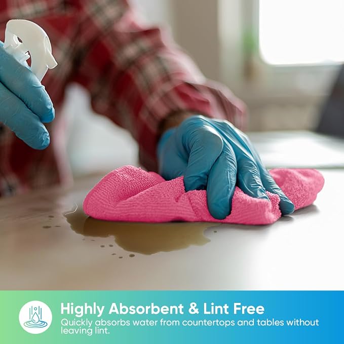 HOMEXCEL Pink Microfiber Cleaning Cloth, 24 Pack Cleaning Towels - Image 4