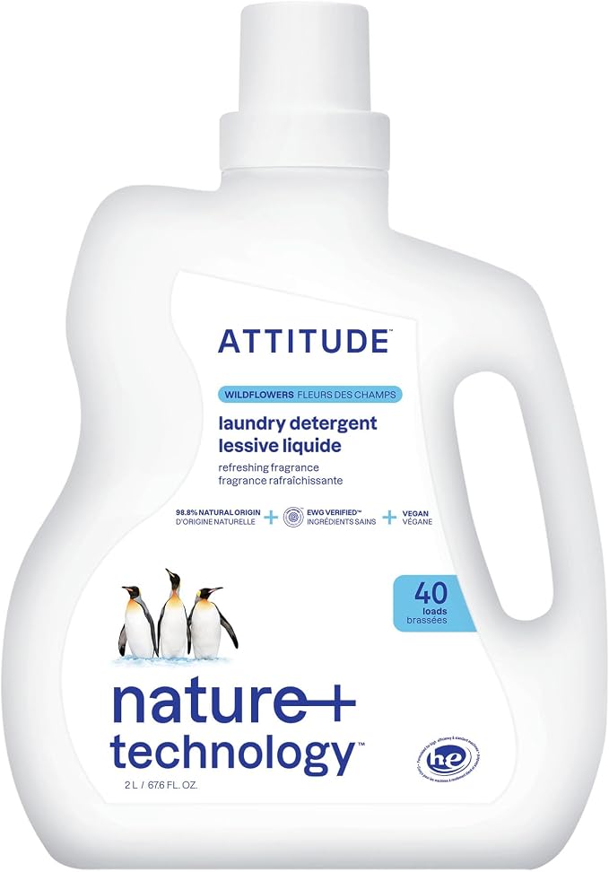 ATTITUDE Liquid Laundry Detergent, EWG Verified, HE Compatible, Plant-Based & by ATTITUDE