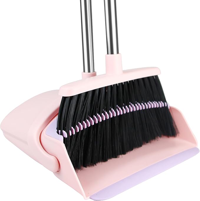 Broom with Dustpan Combo Set, 52-in Adjustable Handles Broom and Dustpan Set by BSKLIN