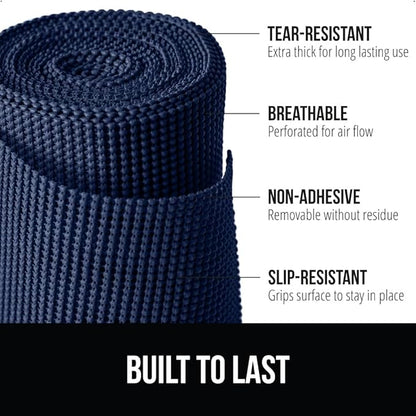 GORILLA GRIP powerGRIP Drawer Shelf and Cabinet Liner, Thick Strong Hold, Non-Adhesive Liners Protect Kitchen Cabinets and Cupboard, Bathroom Drawers, Easy Install, Breathable Mat, 20" x10', Navy Blue