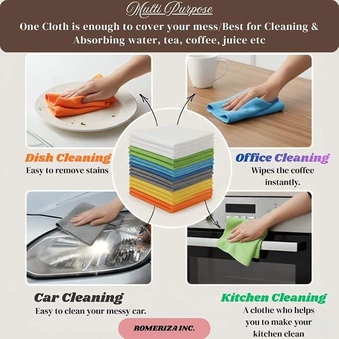 6‑Pack Microfiber Cleaning Cloths – Reusable, Lint‑Free Multi‑Color Towels - Image 3